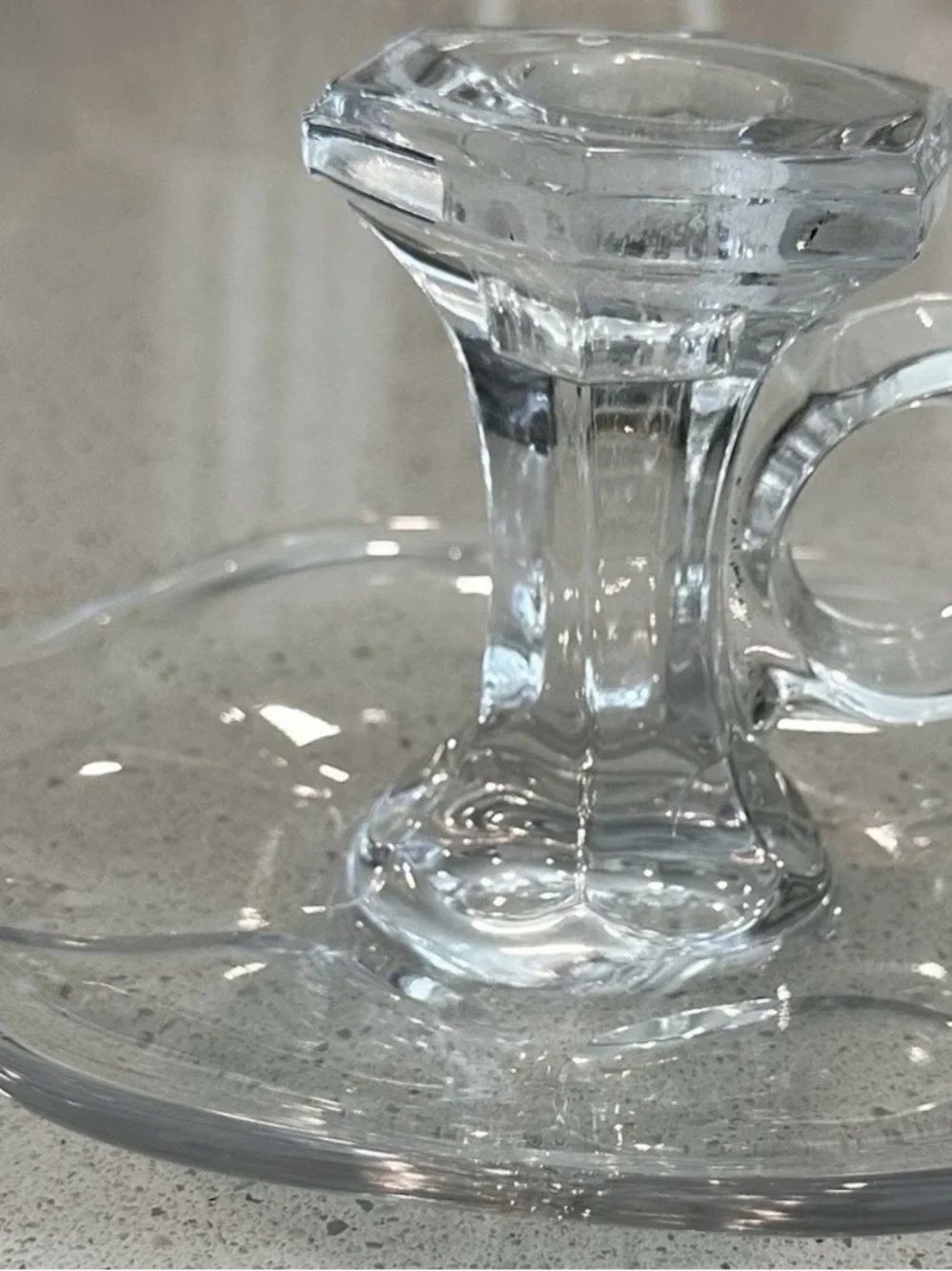 Clear Glass Floral Edge Candle Holders - Set of 2
